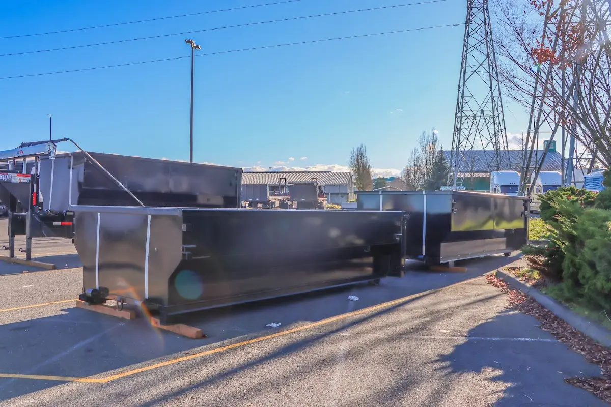 Roll-off dumpster ready for waste disposal at job site for Commercial Dumpster Rental in Hunters Creek